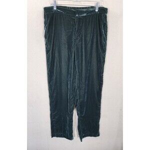 A New Day Velvet Pants 12 Green Tapered Trousers Ankle Elastic Back Holiday